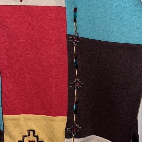 Southwest tribal western boho folk Blair button down patchwork top size XL - Picture 6 of 10